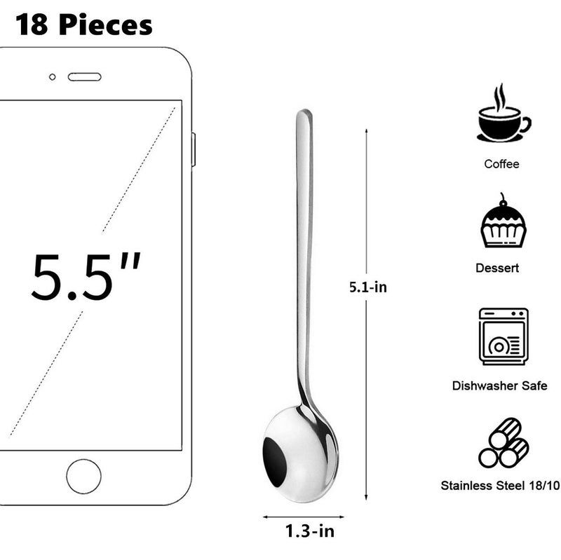 SZLFSX 18 Pack Stainless Steel Espresso Spoons  findTop Mini Teaspoons Set for Coffee Sugar Dessert Cake Ice Cream Soup Antipasto Cappuccino  5.1 Inch - Image 2